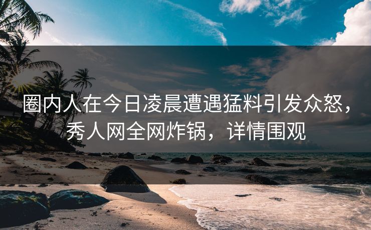 圈内人在今日凌晨遭遇猛料引发众怒，秀人网全网炸锅，详情围观