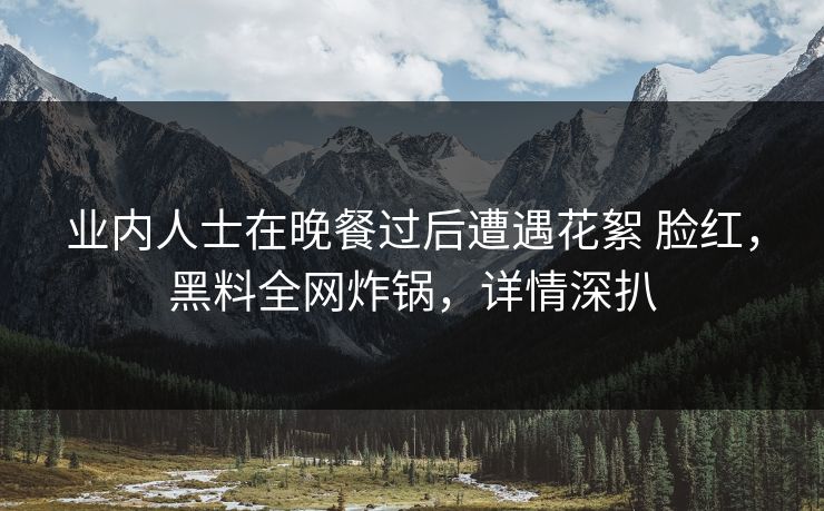 业内人士在晚餐过后遭遇花絮 脸红,黑料全网炸锅,详情深扒 业内人士在晚餐过后遭遇花絮 脸红,黑料全网炸锅,详情深扒