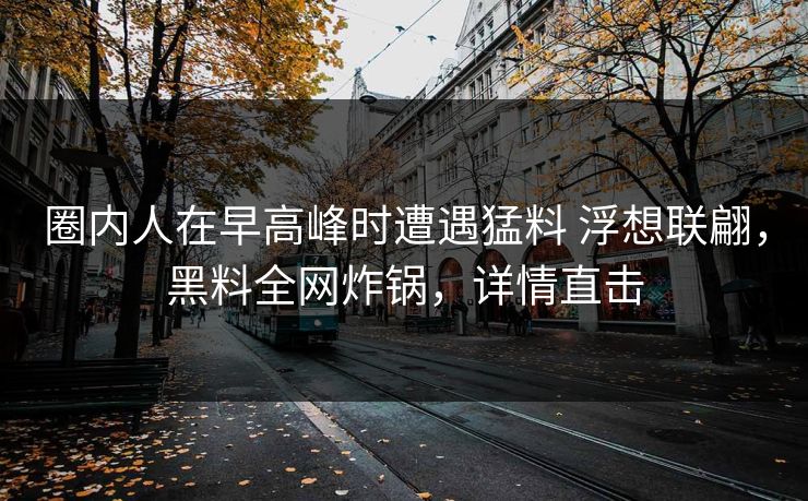 圈内人在早高峰时遭遇猛料 浮想联翩，黑料全网炸锅，详情直击
