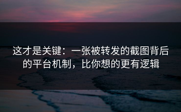 这才是关键:一张被转发的截图背后的平台机制,比你想的更有逻辑 这才是关键:一张被转发的截图背后的平台机制,比你想的更有逻辑