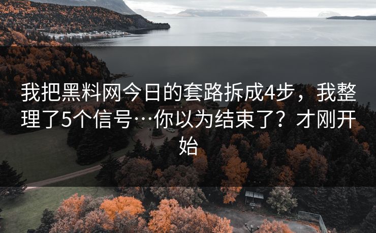 我把黑料网今日的套路拆成4步,我整理了5个信号…你以为结束了?才刚开始 我把黑料网今日的套路拆成4步,我整理了5个信号…你以为结束了?才刚开始